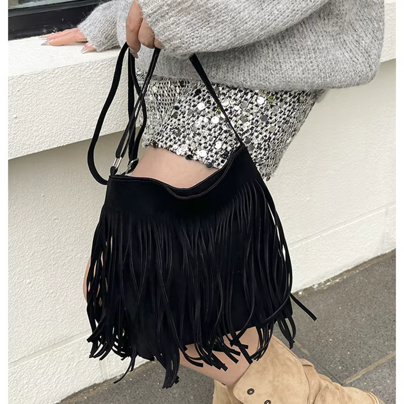 Nouveau sac bandoulière style bohème à franges