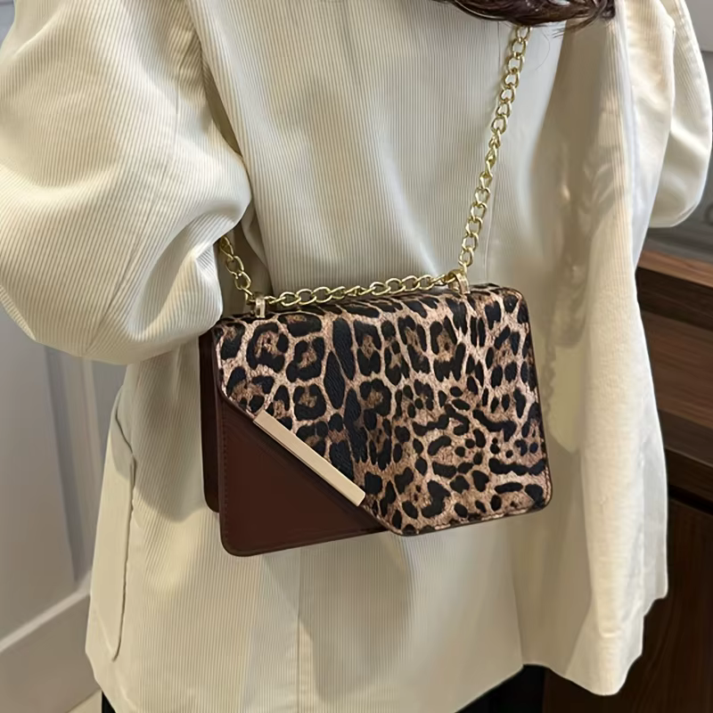 Sac à bandoulière pour femme à imprimé léopard