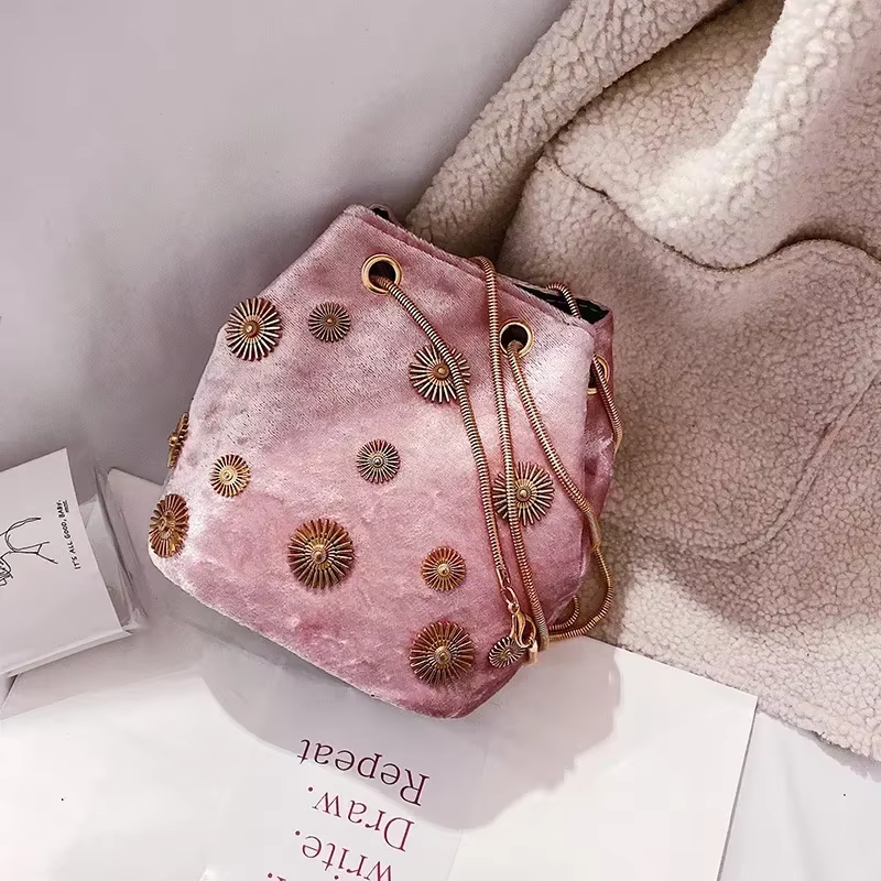 JOinitiated-Sac à main élégant en velours pour femme