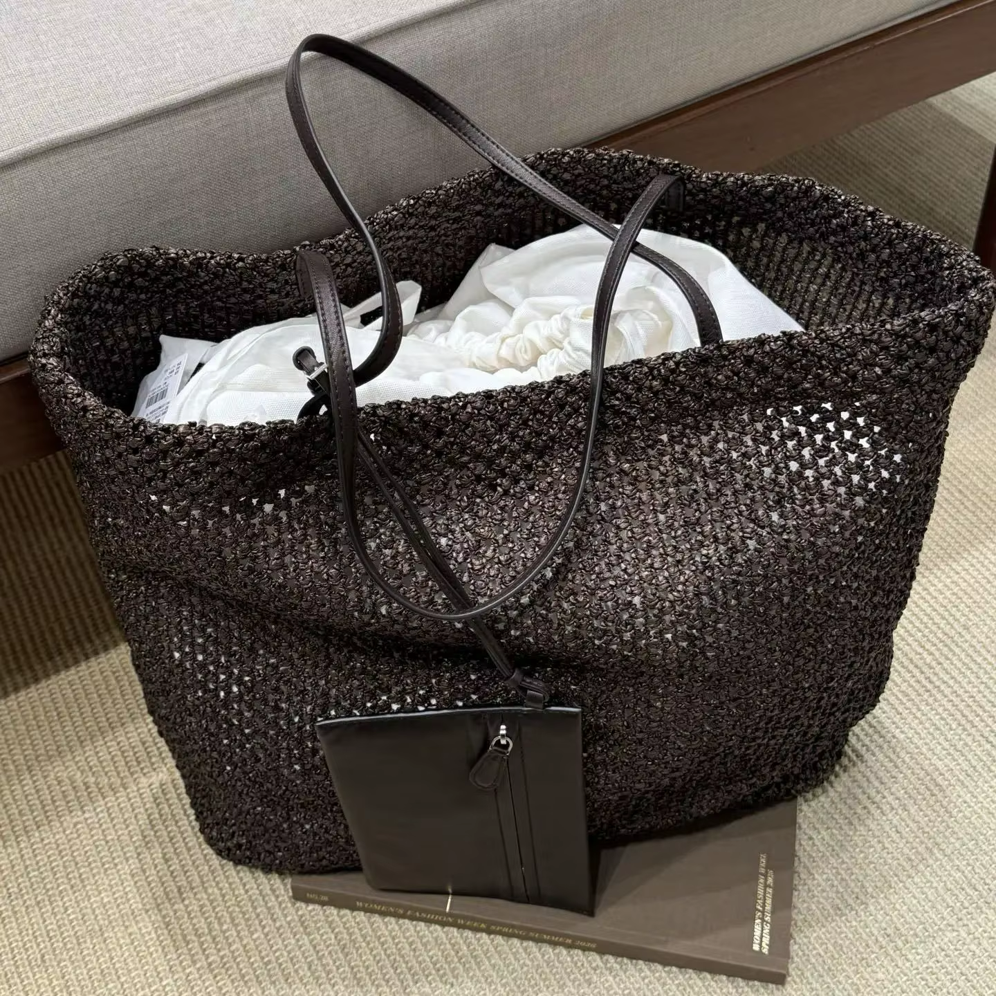 Sacs fourre-tout de plage en raphia style bohème pour femmes