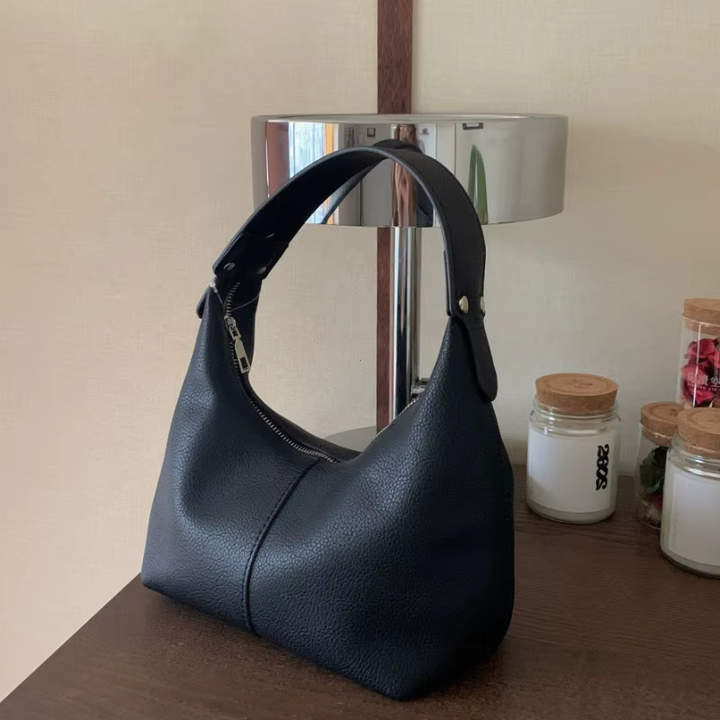Femmes Vintage sous les bras sac en cuir PU souple Hobo sacs à bandoulière nouvelle couleur unie décontracté aisselle sac à main filles en plein air quotidien sac fourre-tout