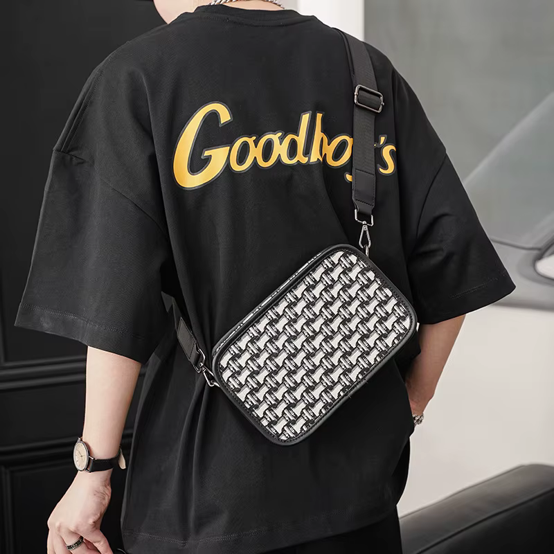Sac bandoulière en toile jacquard pour homme