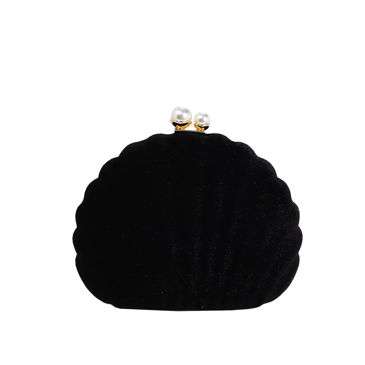 Sac à bandoulière simple en forme de coquille de velours haut de gamme avec poignée perlée pour les fêtes à dîner, sac à main de tempérament personnalisé
