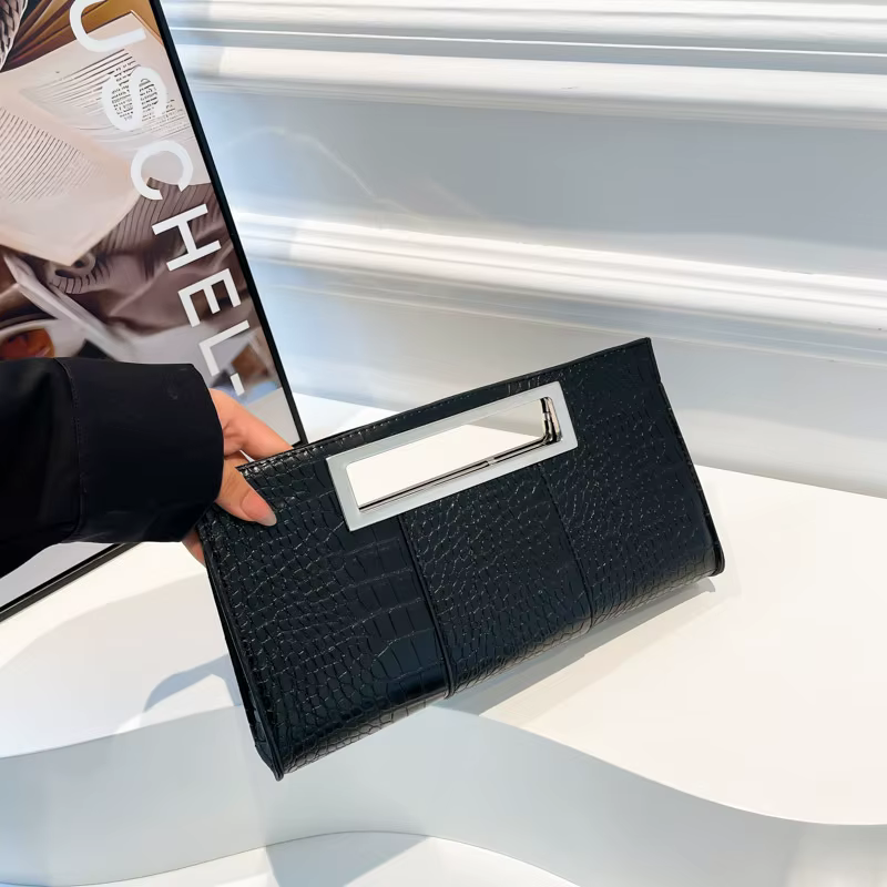 Pochette en cuir PU gaufré Crocodile pour femmes