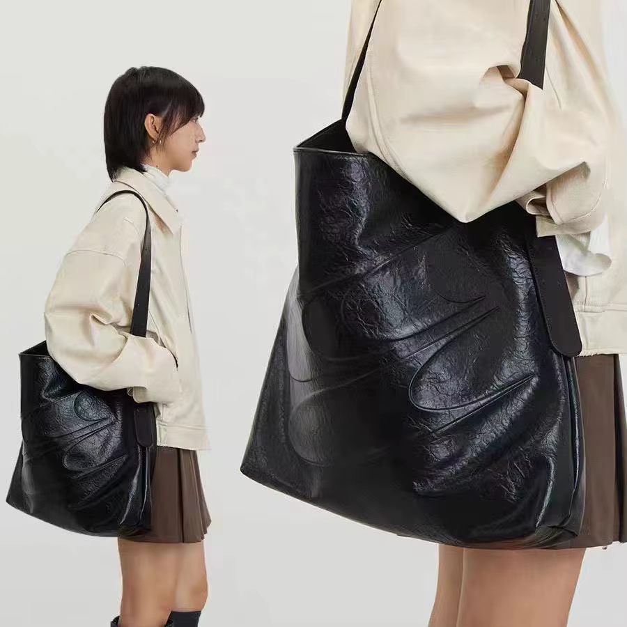 Sac fourre-tout d'avertissement à l'huile minimaliste noir