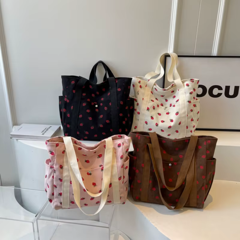 Sac fourre-tout en velours côtelé pour loisirs