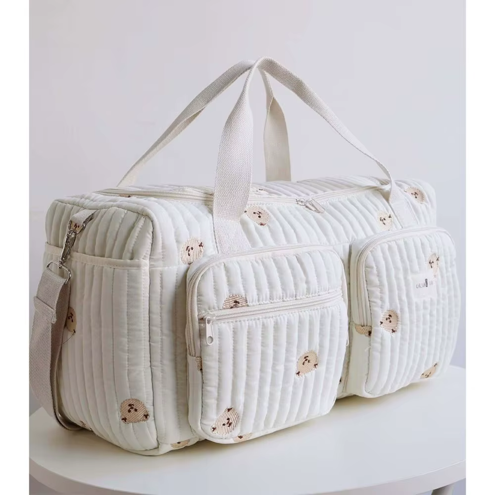 Petit ours sac à couches brodé grande capacité léger sac fourre-tout à langer loisirs avec bandoulière sac de maman