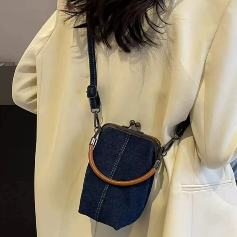 Sac à main en denim bleu marine pour femme