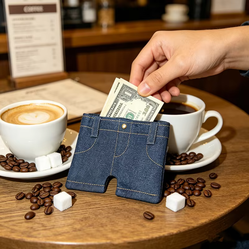 Portefeuille pliable de poche en jean