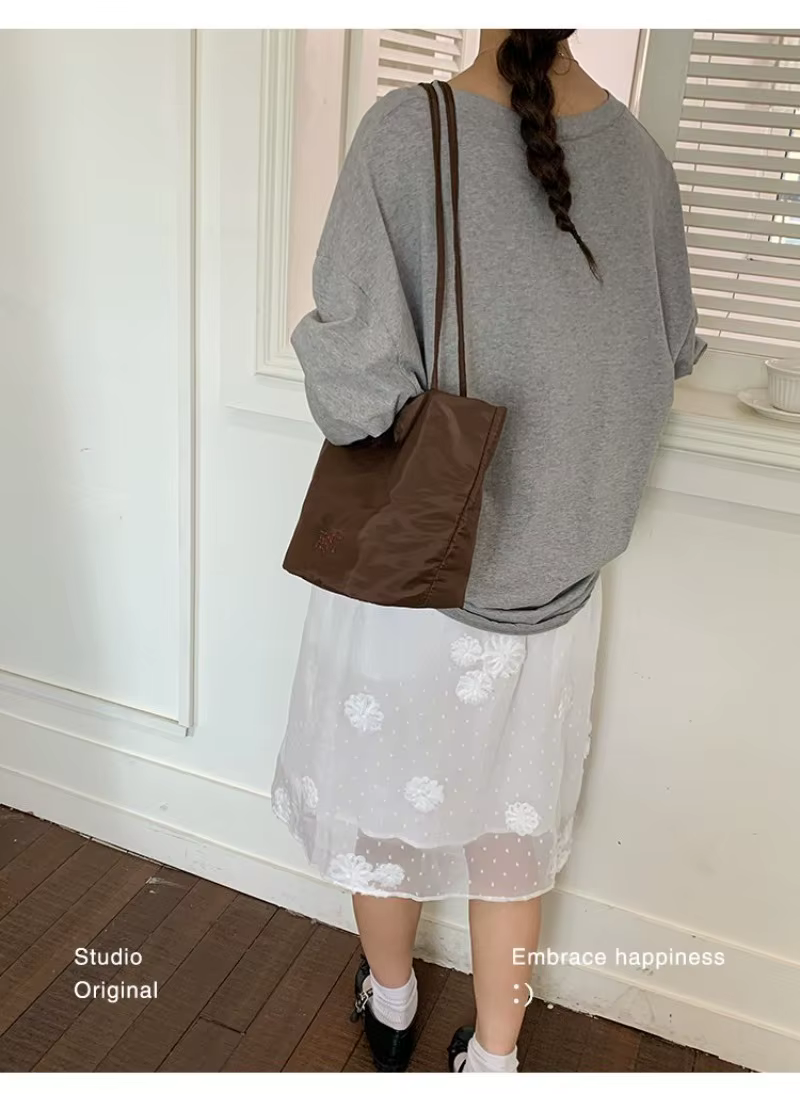 Sac fourre-tout mini en nylon uni décontracté pour femme