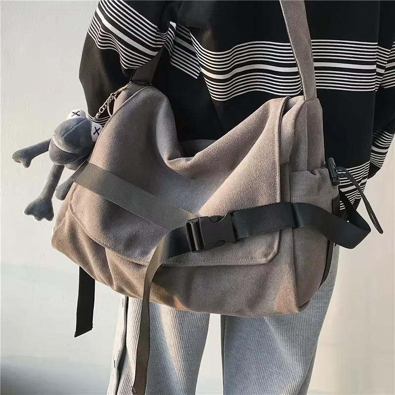Sac messager en toile dames grande capacité sacs à main sac à bandoulière jeunes filles étudiants