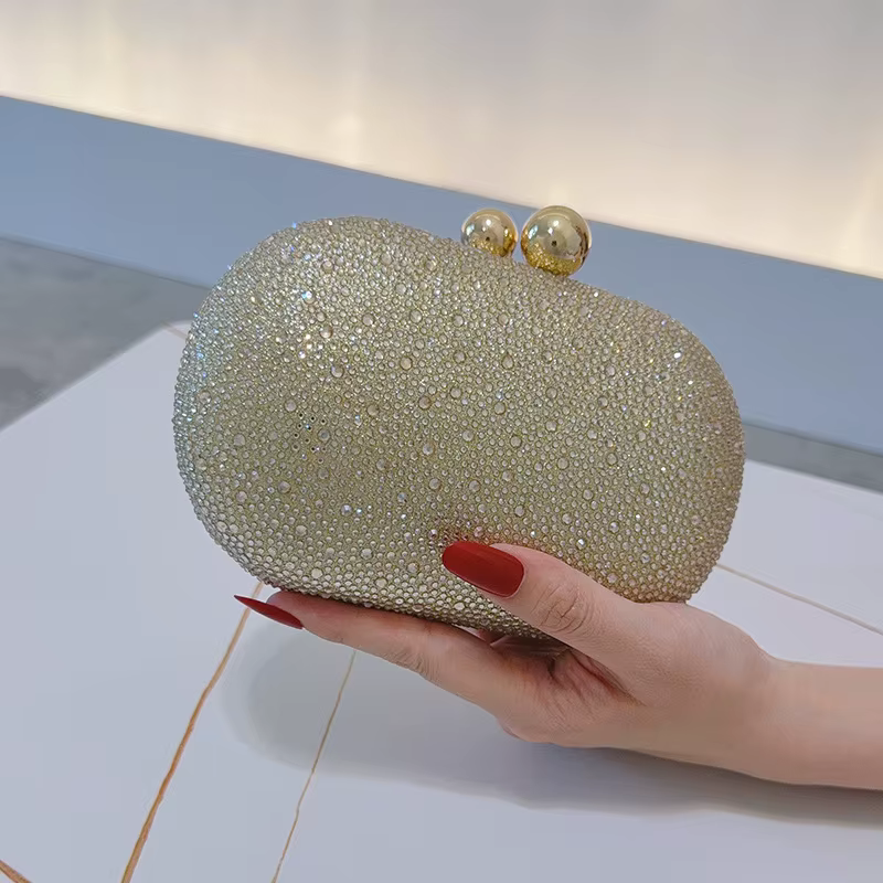 Nouveau Sac de Soirée 2026 en Forme d'Œuf d'Oie Doré Diamanté pour Femme