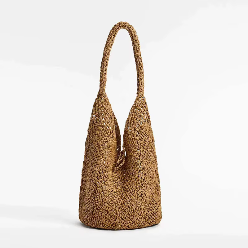 Sac en paille tissé pour femme, sac de plage polyvalent, style vacances