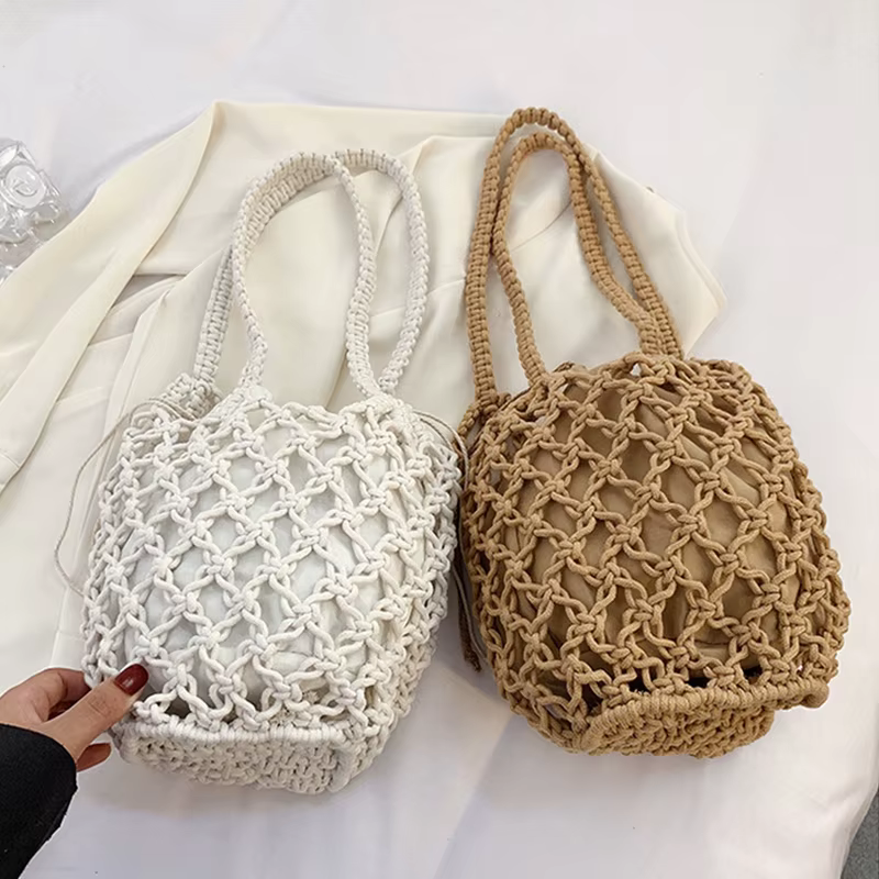 Sacs seau d'été en paille pour femmes