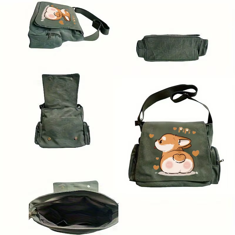 Sac à bandoulière imprimé Corgi pour femmes