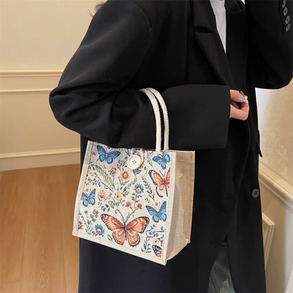 Sac en toile imprimé papillon