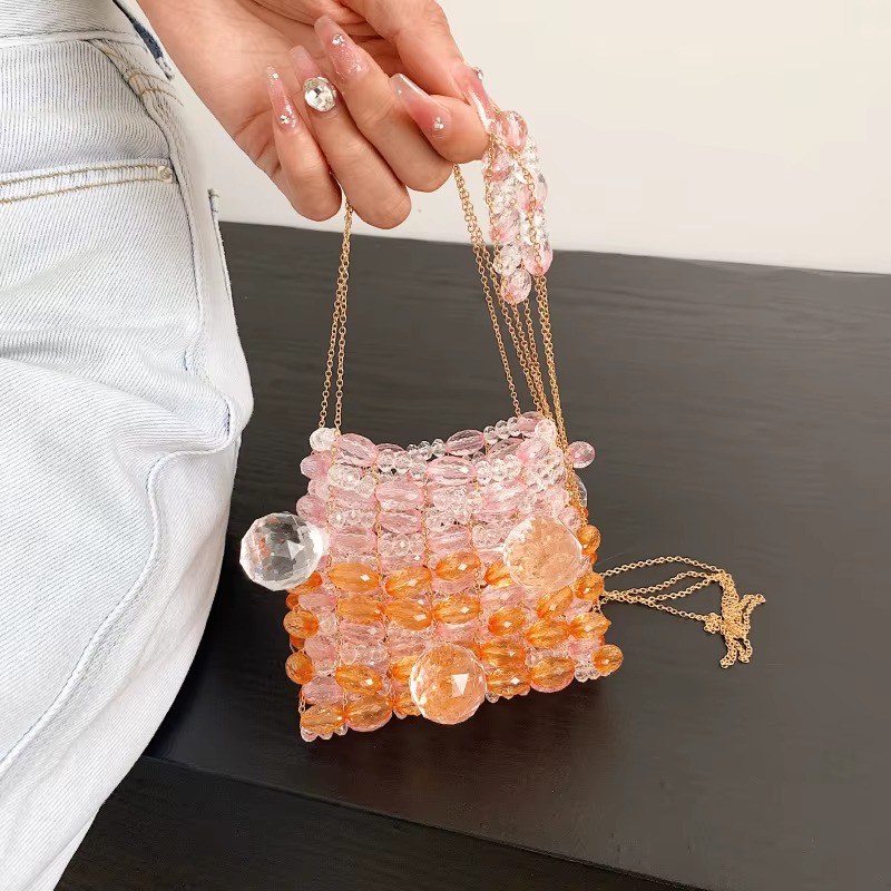 Sac à main en acrylique perlé pour filles
