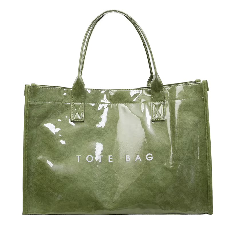 Nouveau Sac Fourre-tout Transparent en PVC Imperméable pour Femme 2026 – Style Papier Kraft Durable