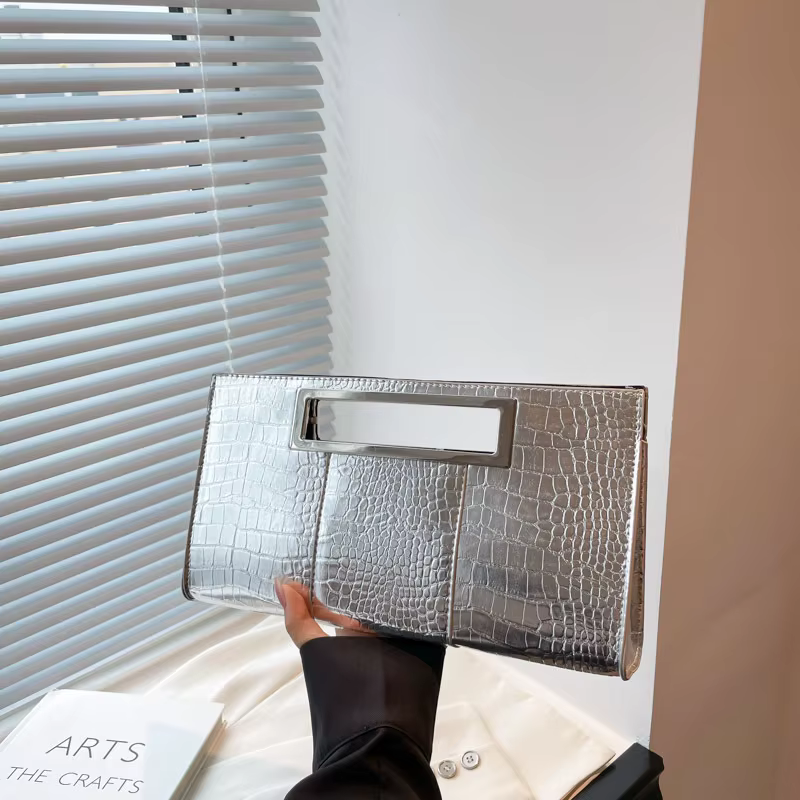 Pochette en cuir PU gaufré Crocodile pour femmes