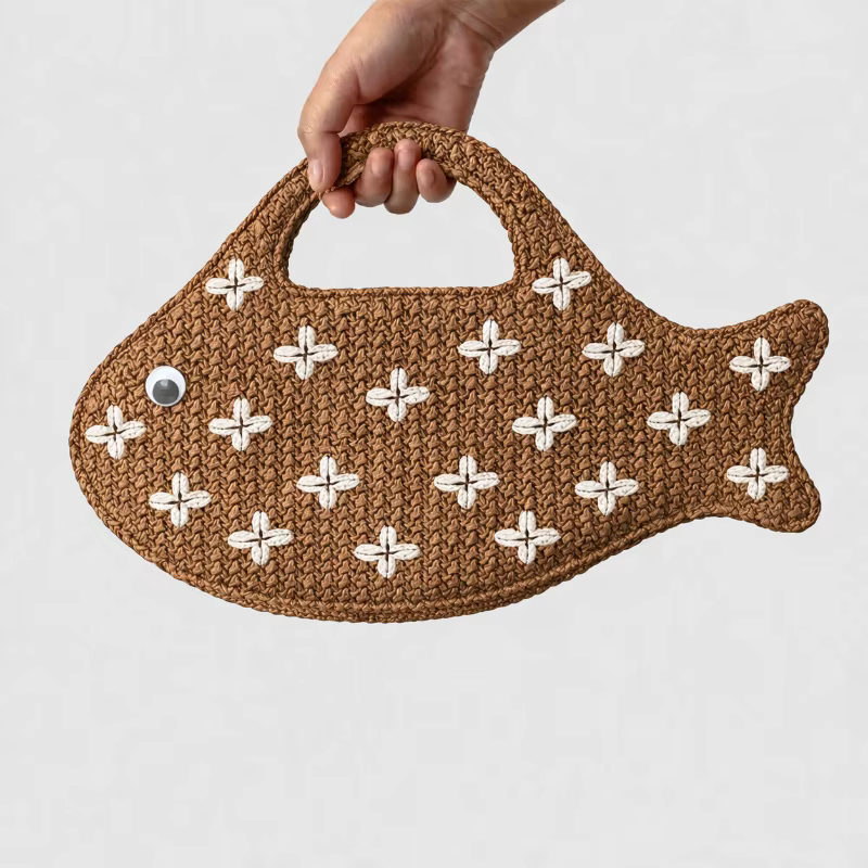 Sac en paille de raphia tressé