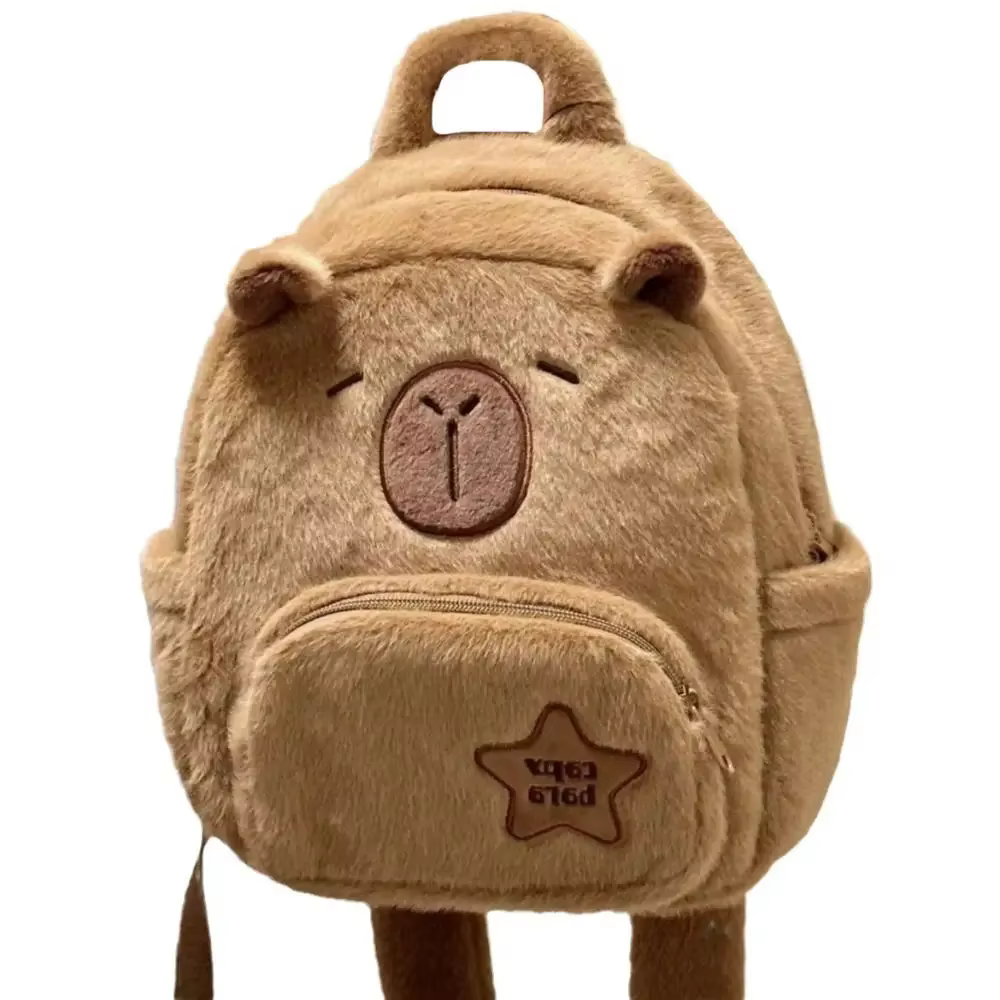 Kawaii Capybara sac à dos en peluche pour femmes polyvalent dessin animé drôle Capibala sac à bandoulière aLrge capacité sac fourre-tout