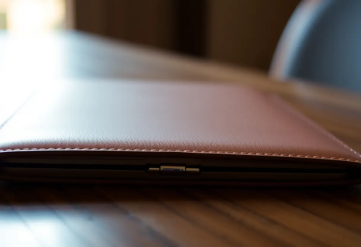 Un petit sac à main posé sur une table en bois poli